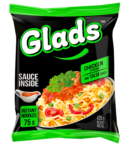 Glads makaronai su vištienos skonio ir «Salsa» padažu